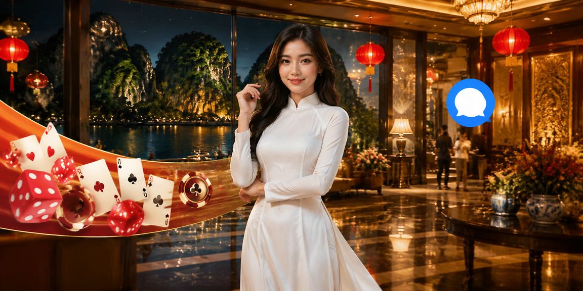 Người phụ nữ mặc áo dài chơi bài tại Ninh Bình